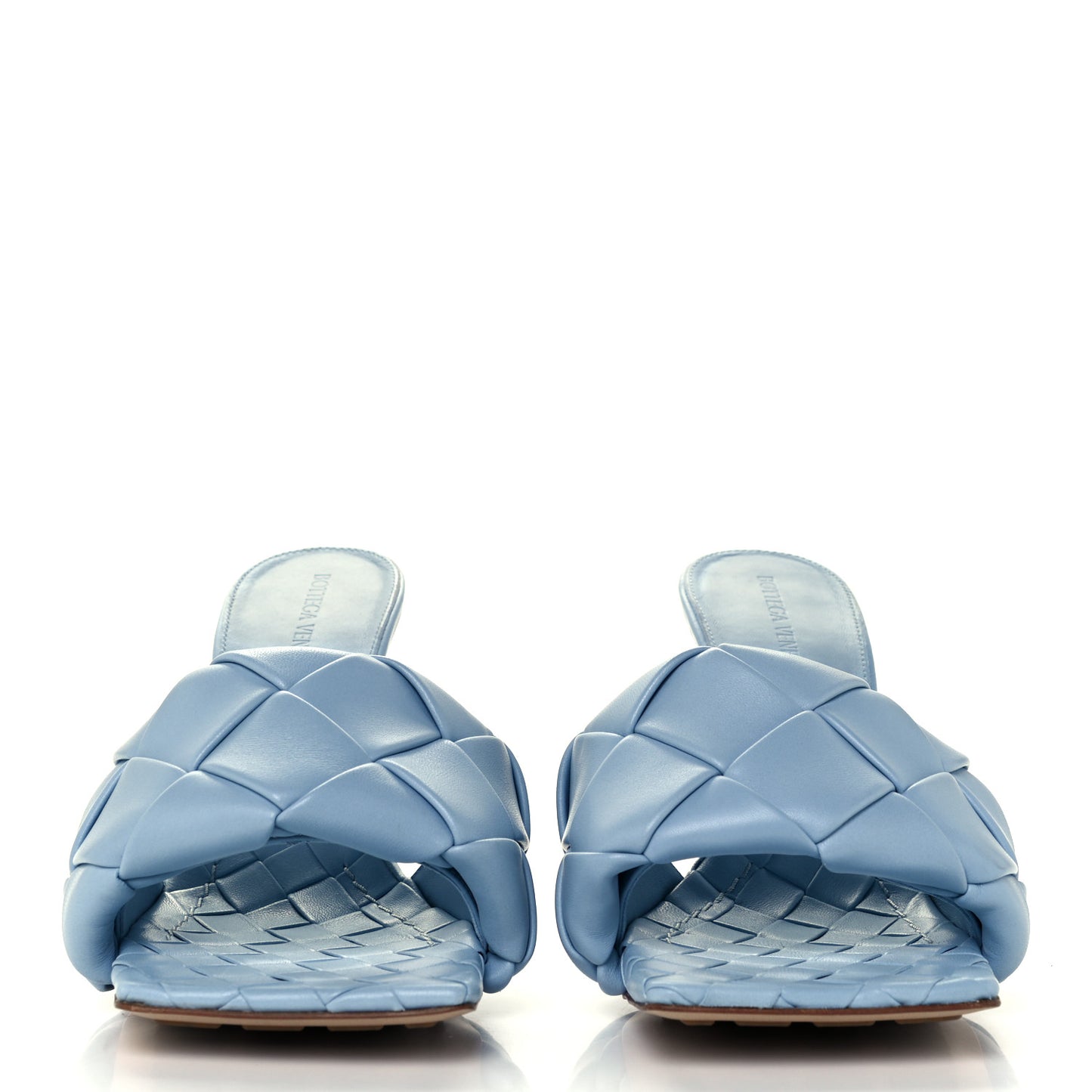 Nappa Maxi Intrecciato Lido Mule Sandals 40 Ice