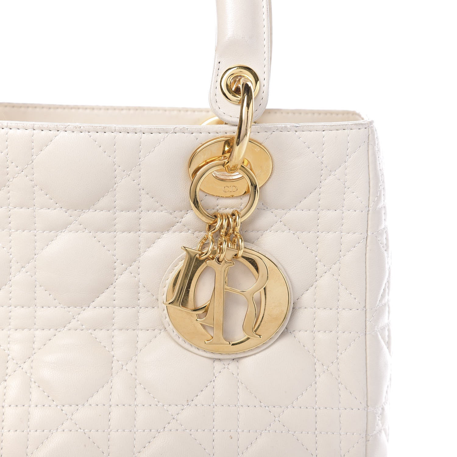 Christian Dior Lambskin Cannage Medium Lady Dior Light Beige 19 of 19