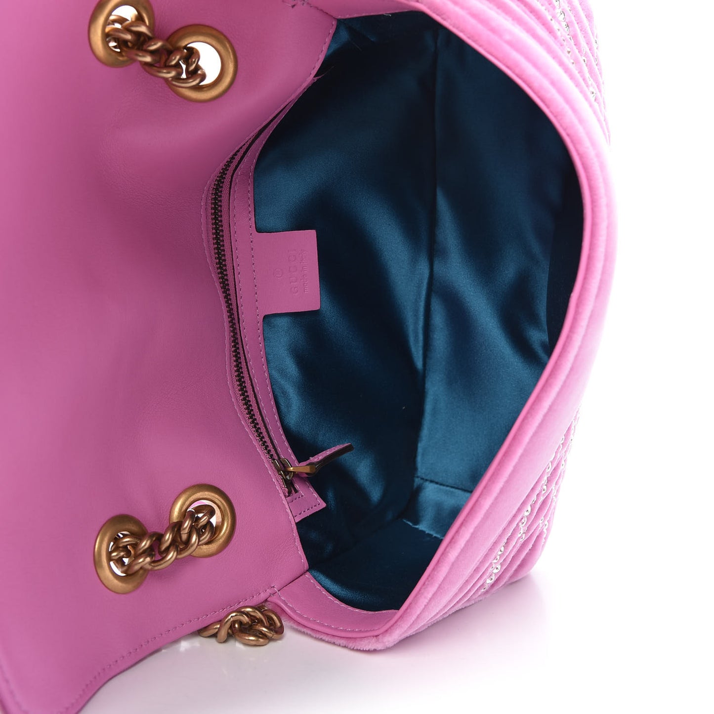 Velvet Matelasse Marquise Crystals Embroidered Small GG Marmont Shoulder Bag Malva