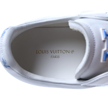 Louis Vuitton Calfskin Luxembourg Samothrace Mens Sneakers 8 White Blue 8 of 9