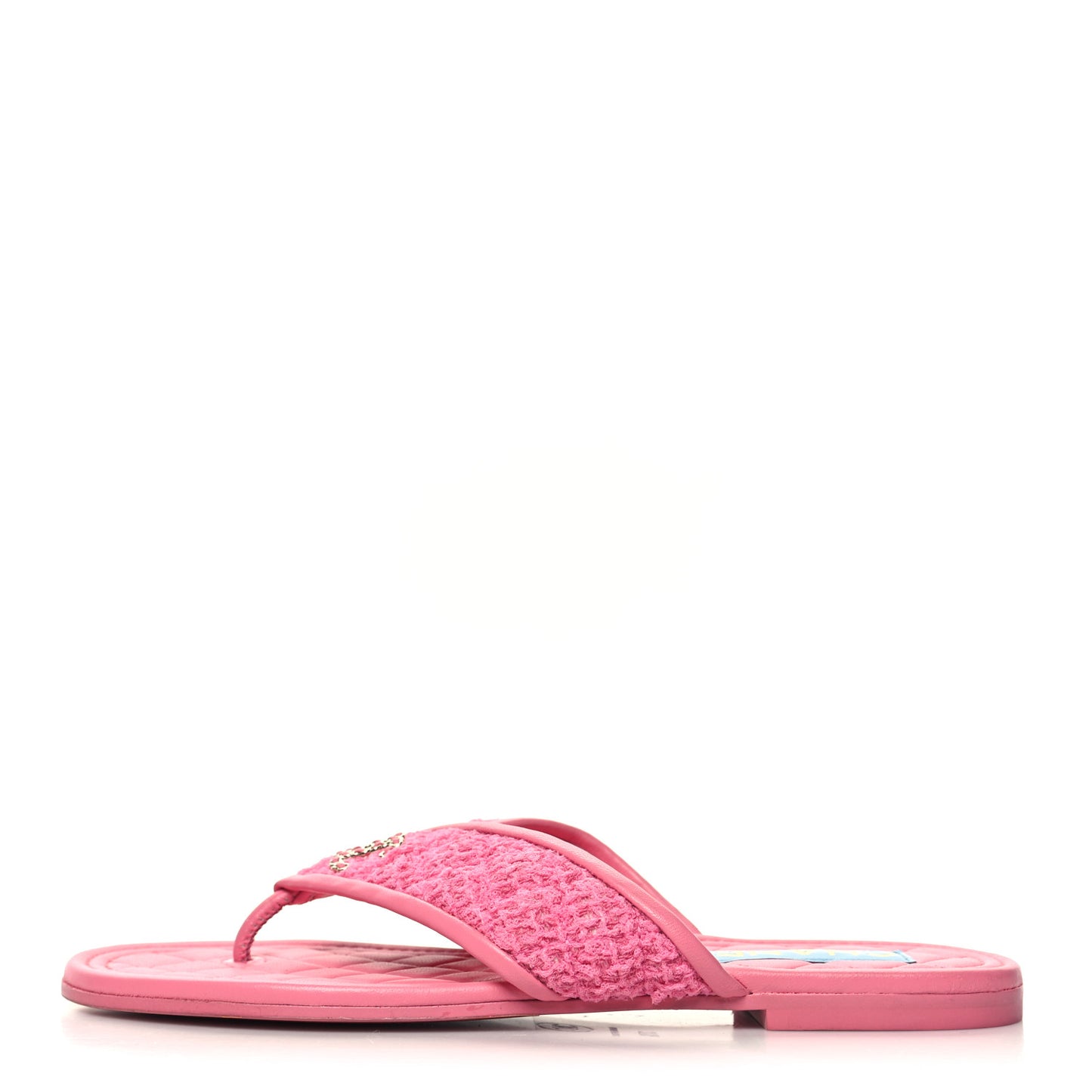 Lambskin Tweed CC Thong Sandals 37.5 Pink