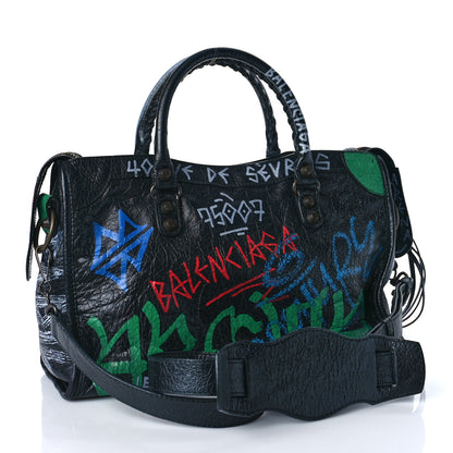 Balenciaga Agneau Graffiti All Over Classic Hardware S City Black Vert Rouge 3 of 14