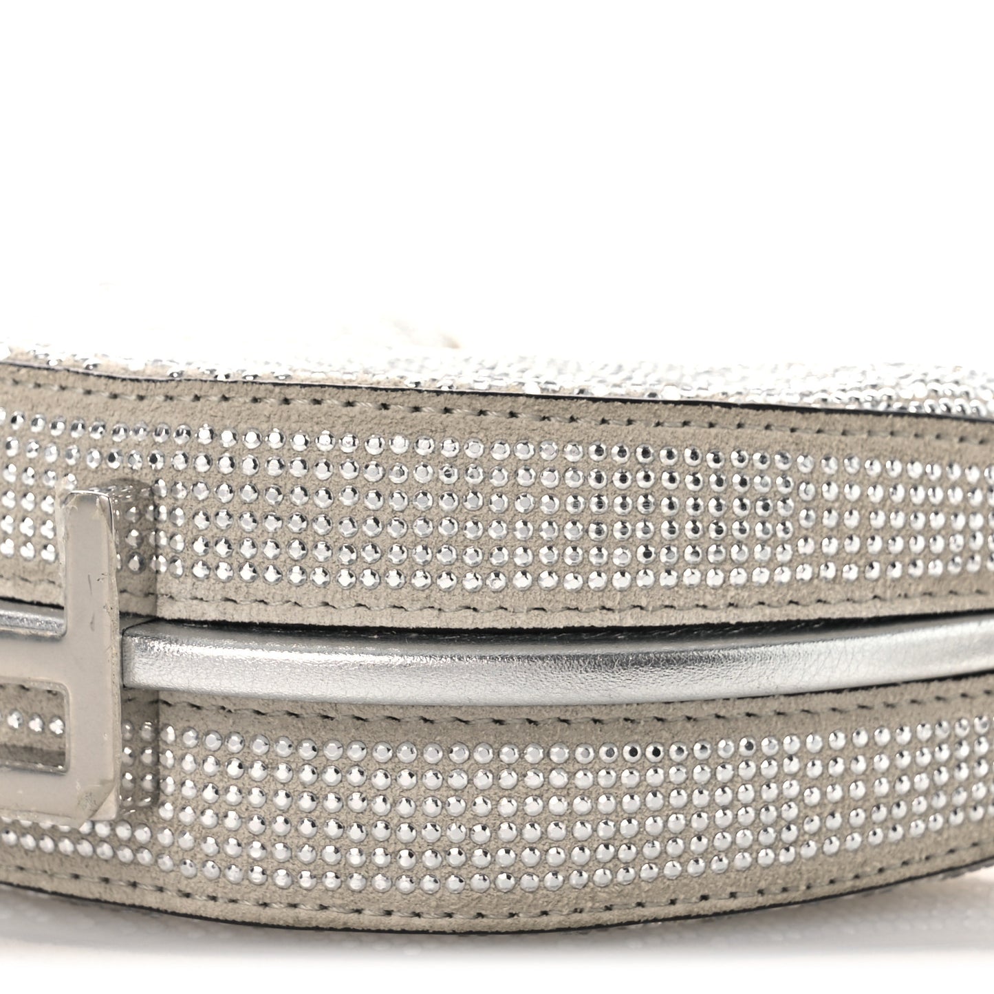 Crystal Vitello Laminato Suede FF Nano Fendigraphy Hobo Charm Grey