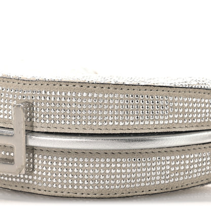 Fendi Crystal Vitello Laminato Suede FF Nano Fendigraphy Hobo Charm Grey 10 of 11