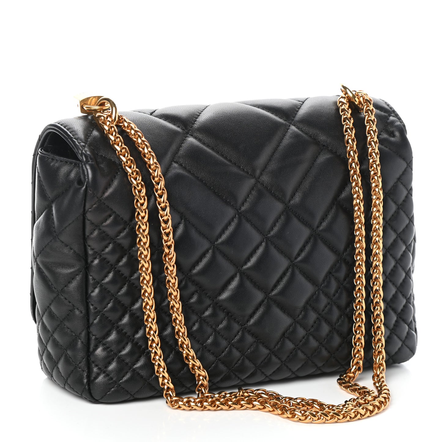 Nappa Quilted Icon Shoulder Bag Black