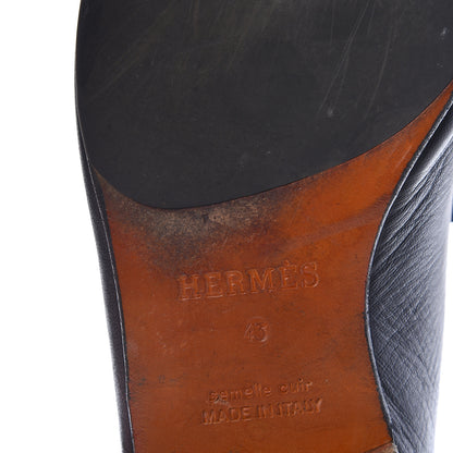 Hermes Goatskin Mens Paris Loafers 43 Black 15 of 20
