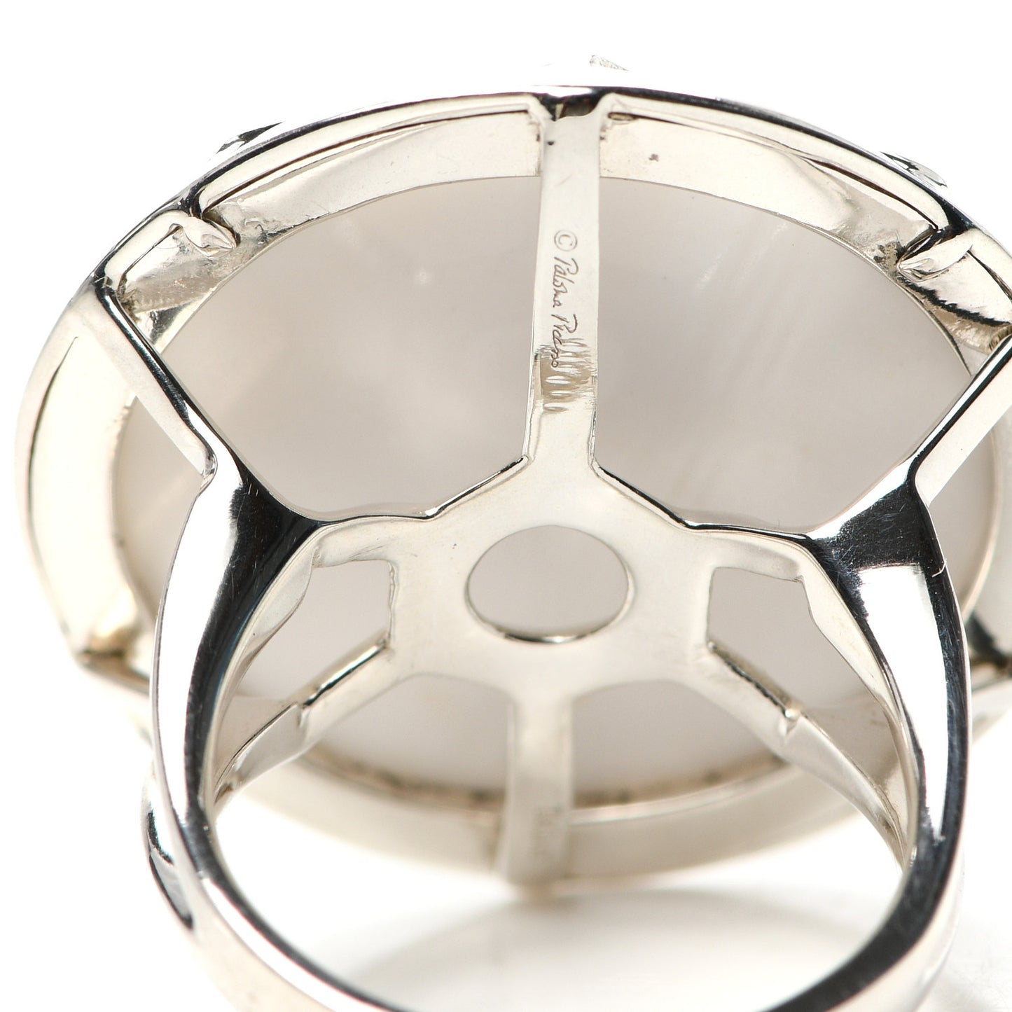 Sterling Silver White Chalcedony Paloma Picasso Zellige Medallion Ring 50 5.25