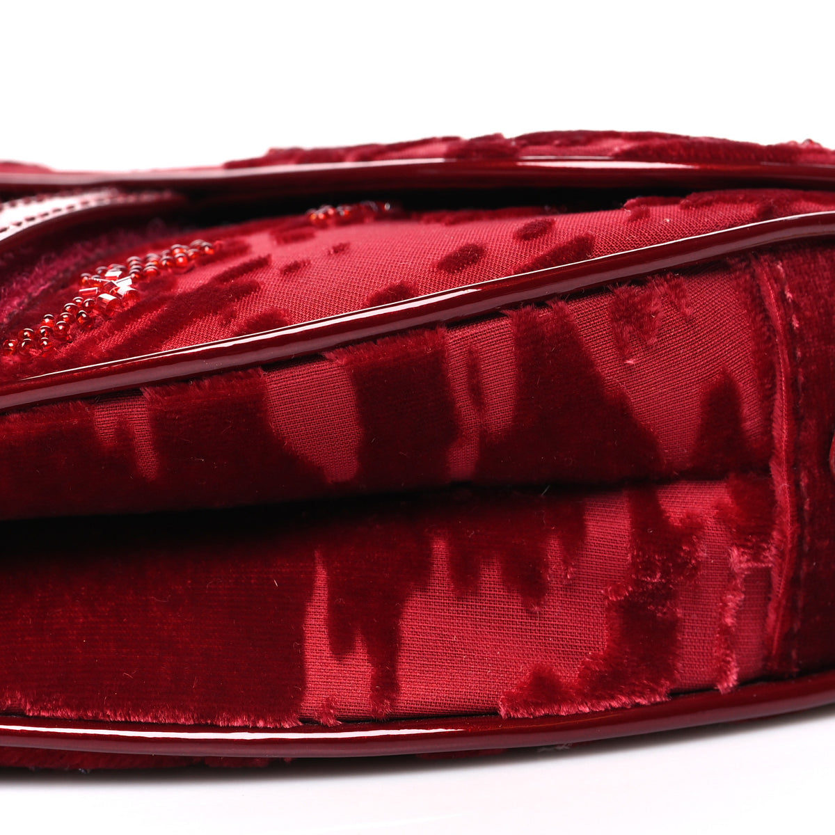 Christian Dior Velvet Beaded Saddle Bag Red 9 of 9