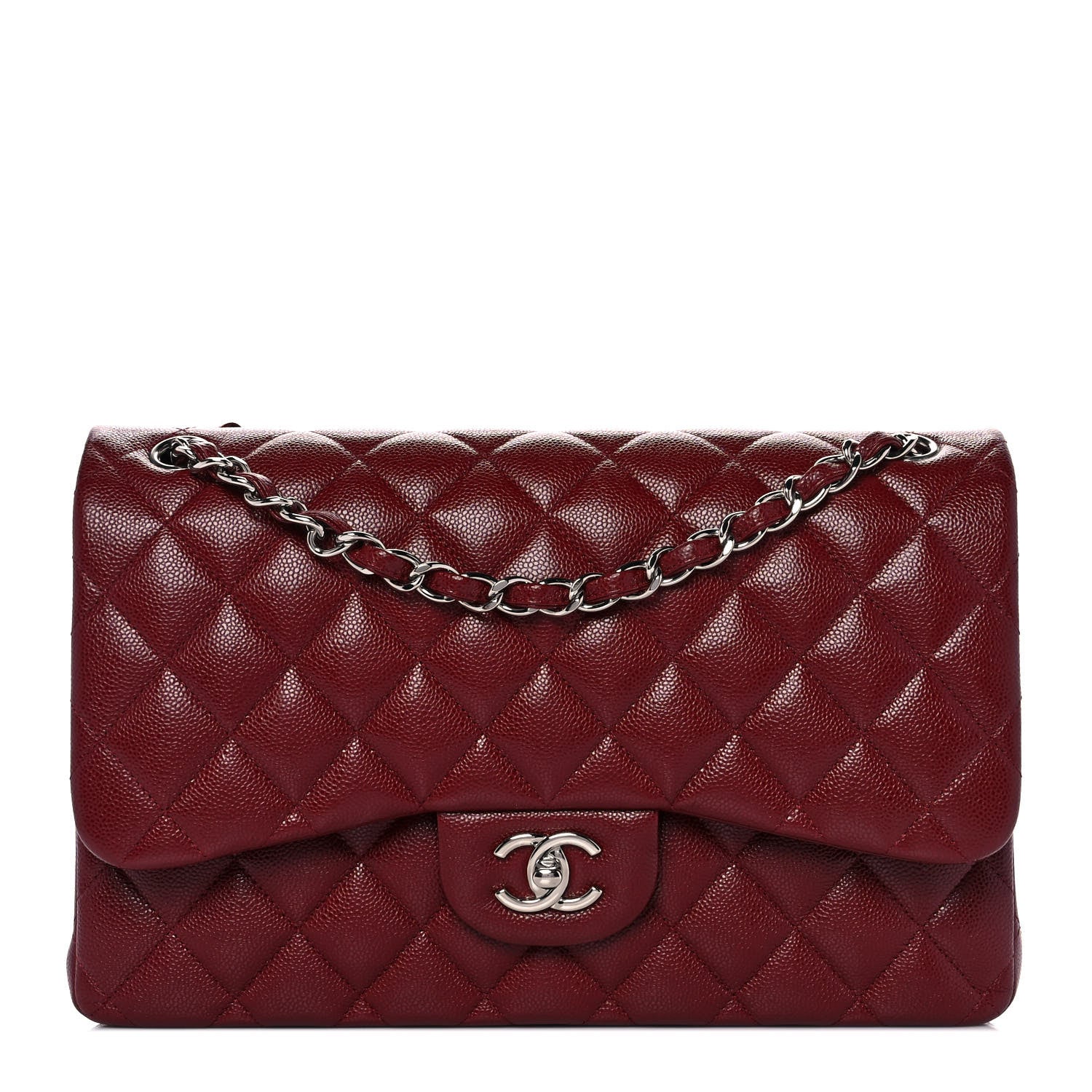 Chanel Caviar Quilted Jumbo Double Flap Dark Red 1 of 10