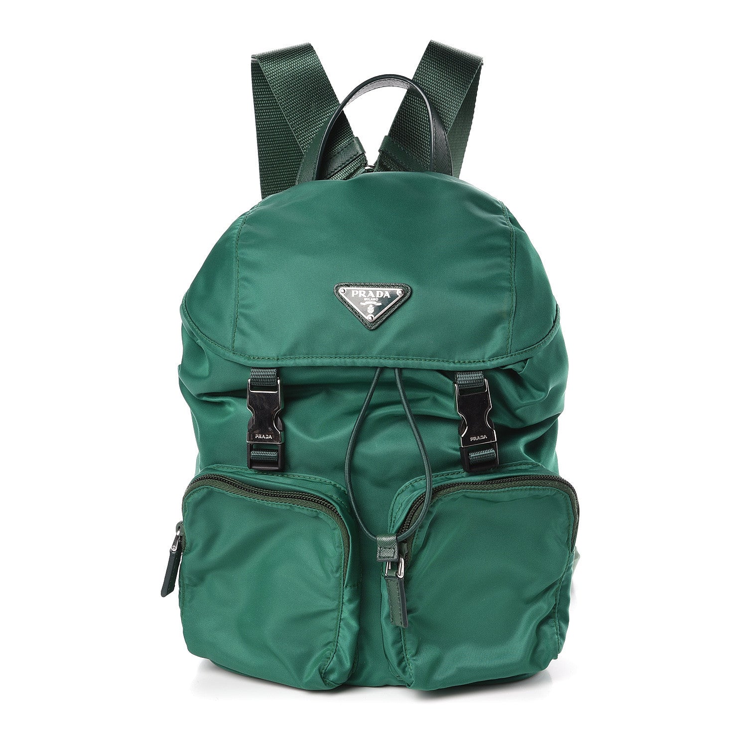 Prada Nylon Vela Saffiano Double Buckle Backpack Oleandro 1 of 9