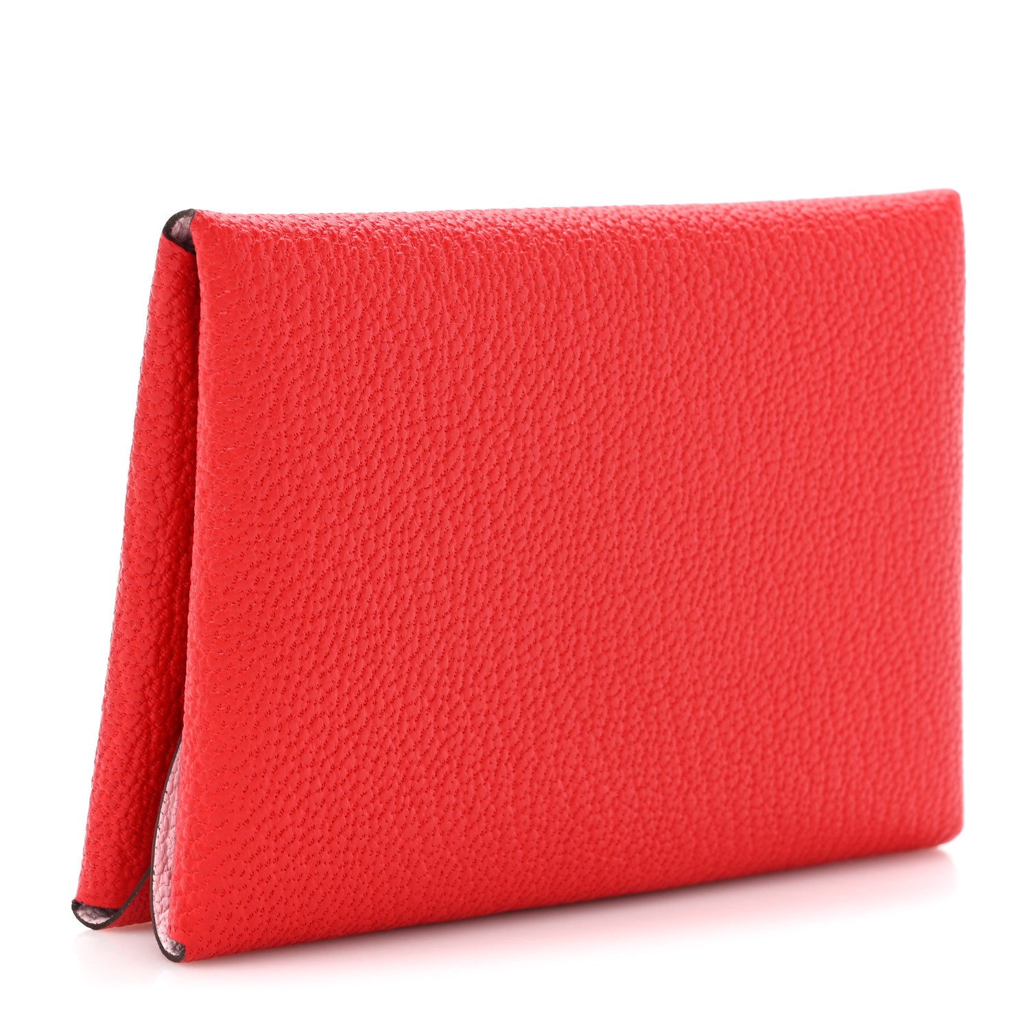 Hermes Chevre Mysore Verso Calvi Card Case  Rouge Radieux Rose Darling 3 of 7