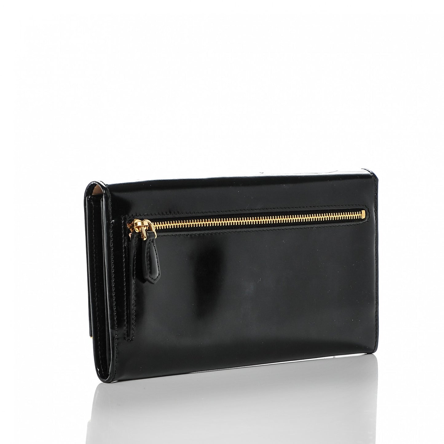 Spazzolato Metal Bar Flap Wallet Nero Black