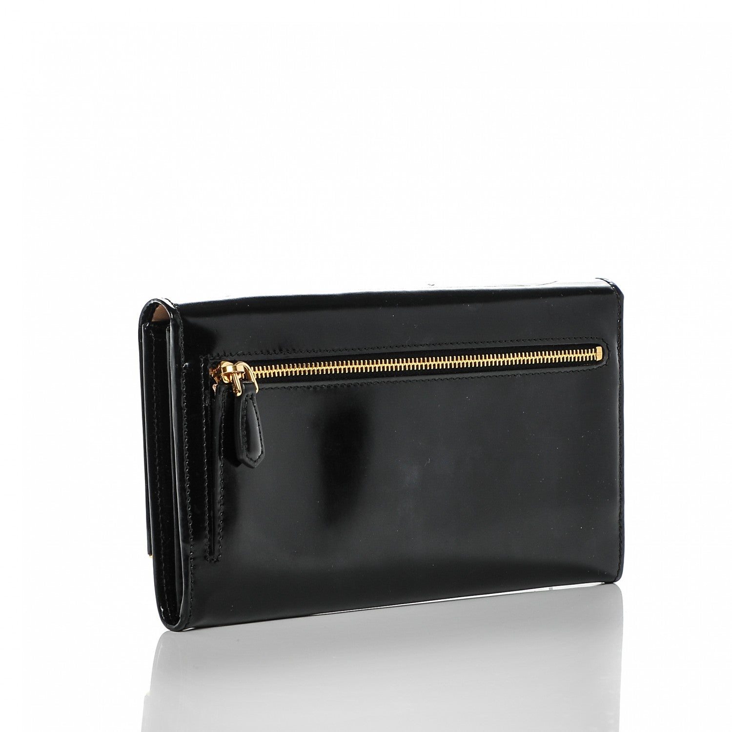 Prada Spazzolato Metal Bar Flap Wallet Nero Black 3 of 8