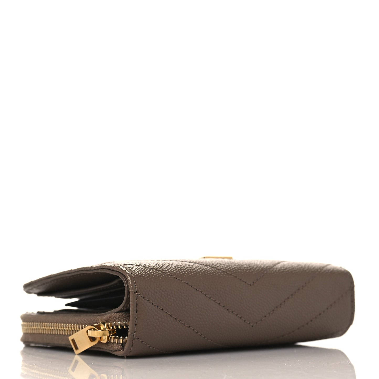 Grain De Poudre Matelasse Chevron Monogram Compact Bi-Fold Wallet Taupe