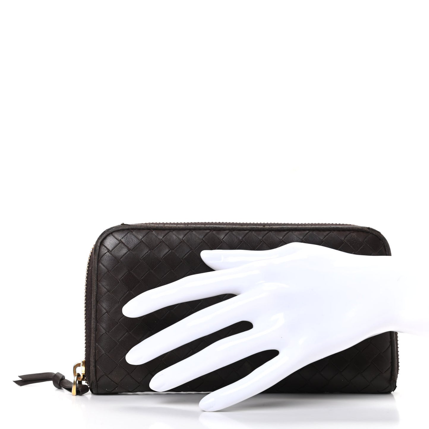 Nappa Intrecciato Zip Around Wallet Ebano