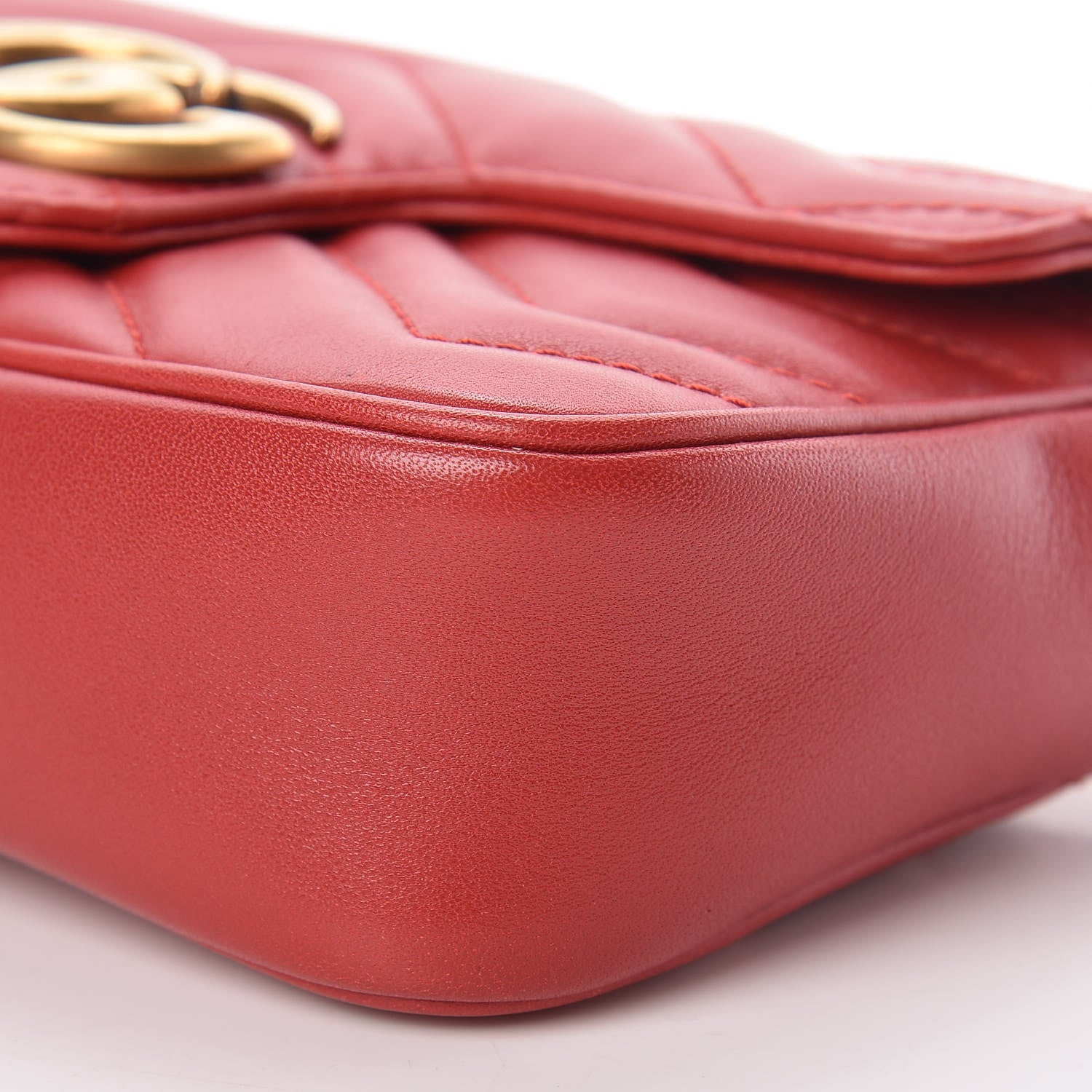 Gucci Calfskin Matelasse Super Mini GG Marmont Shoulder Bag Hibiscus Red 10 of 10