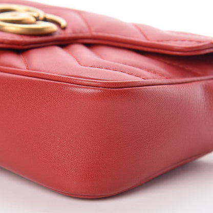 Gucci Calfskin Matelasse Super Mini GG Marmont Shoulder Bag Hibiscus Red 10 of 10