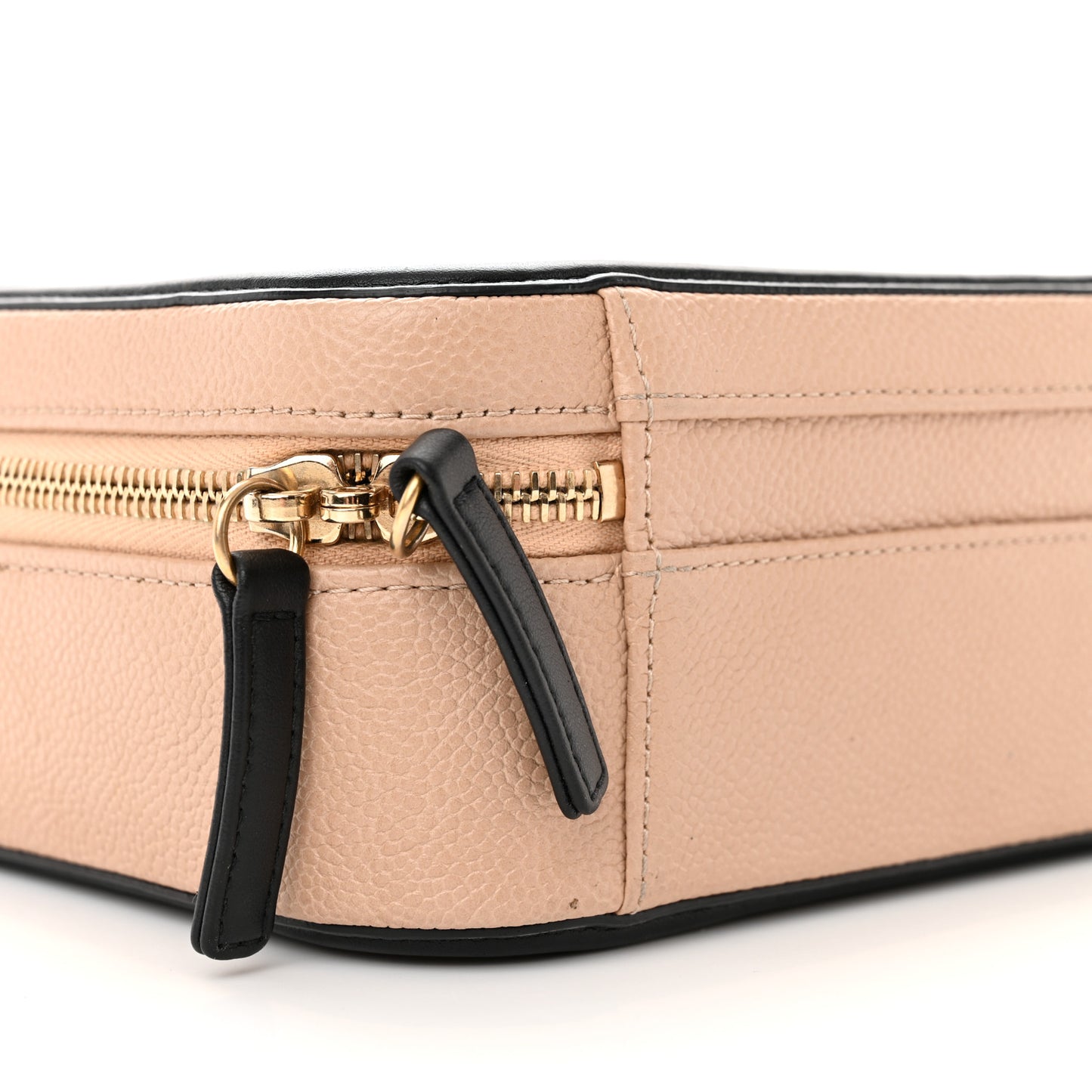 Caviar Quilted Medium CC Filigree Vanity Case Beige Black