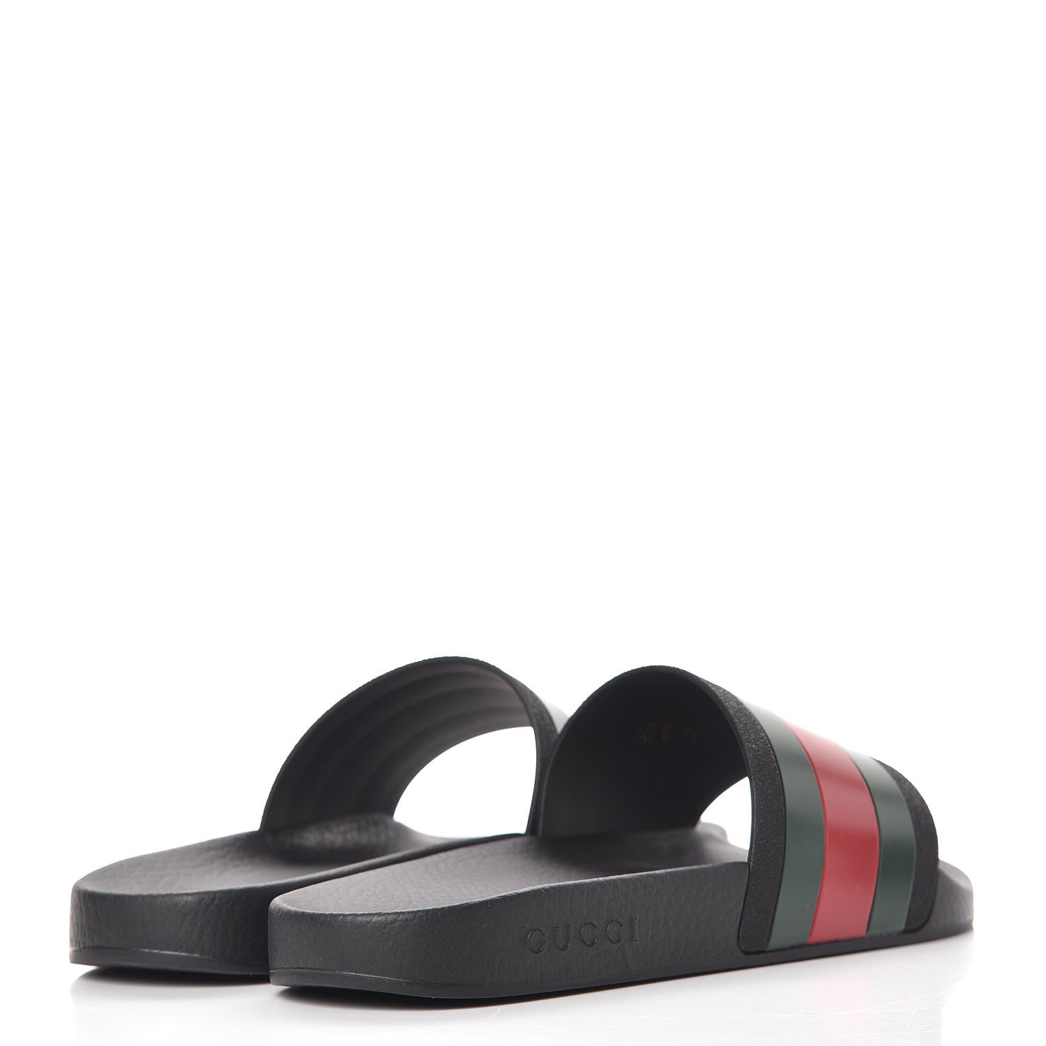 Gucci Rubber Web Mens Pool Slide Sandals 10 Black Green Red 4 of 7
