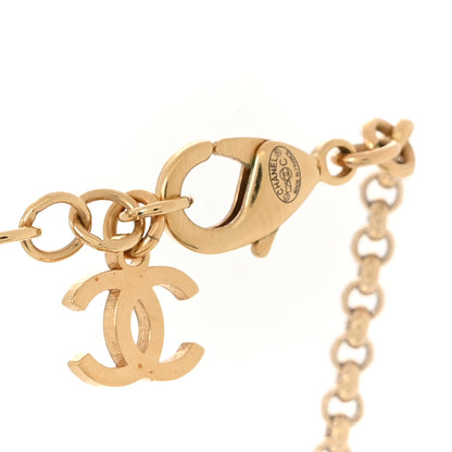 Chanel Metal Pearl Crystal CC Shell Necklace Gold 4 of 5