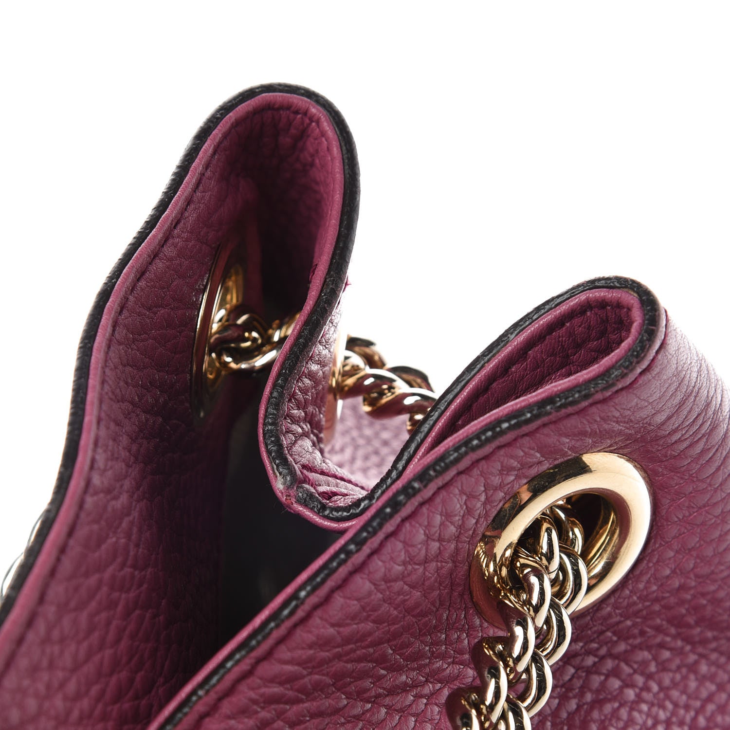 Gucci Pebbled Calfskin Medium Soho Chain Shoulder Bag Peonia Flower 11 of 13