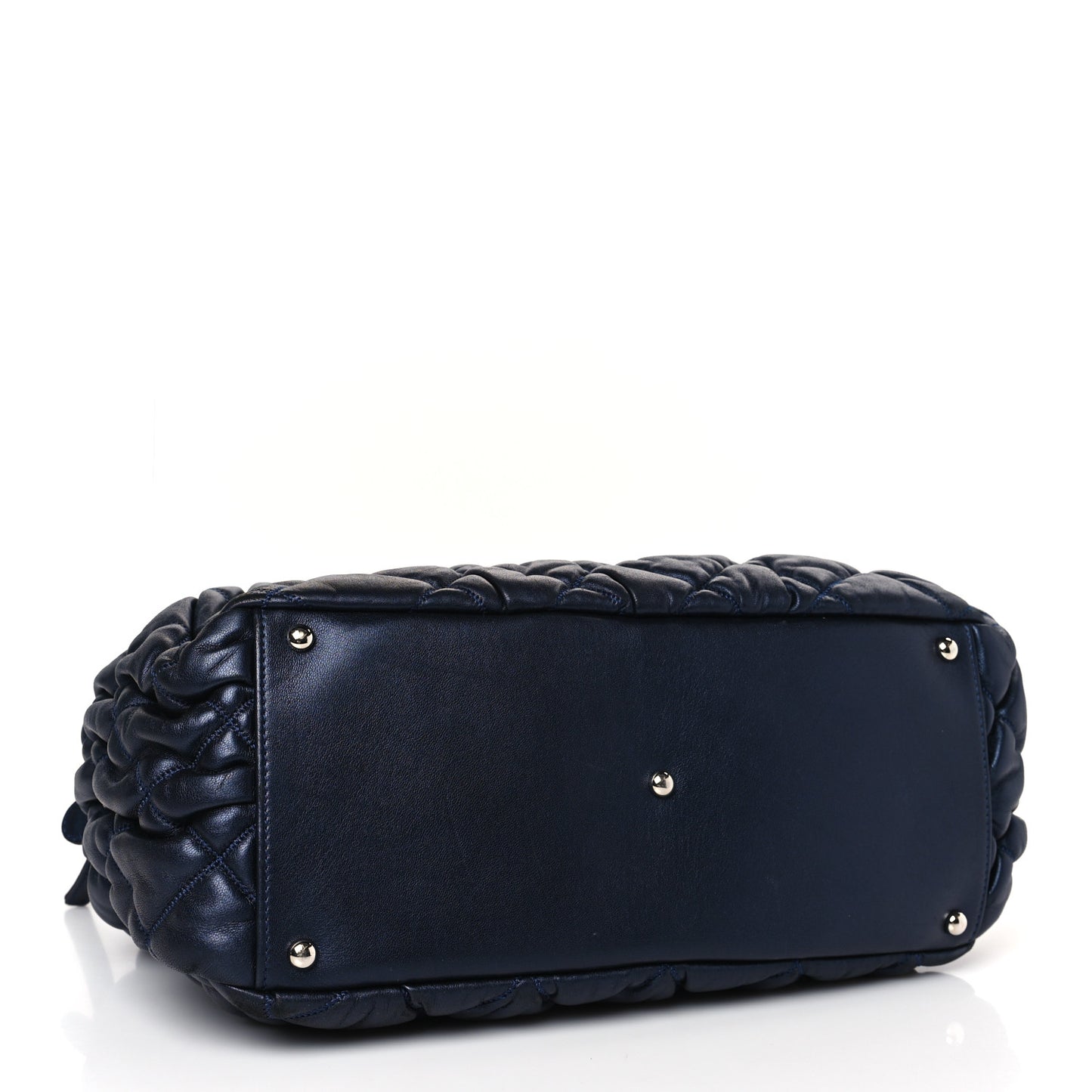 Calfskin Bubble Quilt Frame Bag Blue