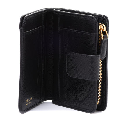 Prada Saffiano Metal Compact Wallet Black 5 of 8