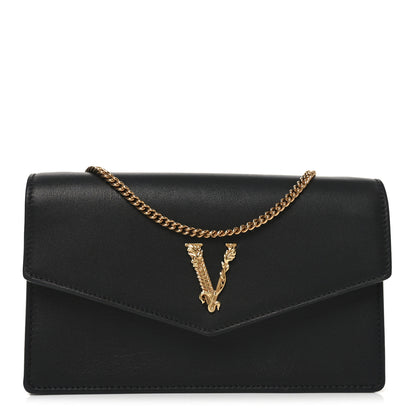 Versace Vitello Virtus Wallet on Chain Black 1 of 9