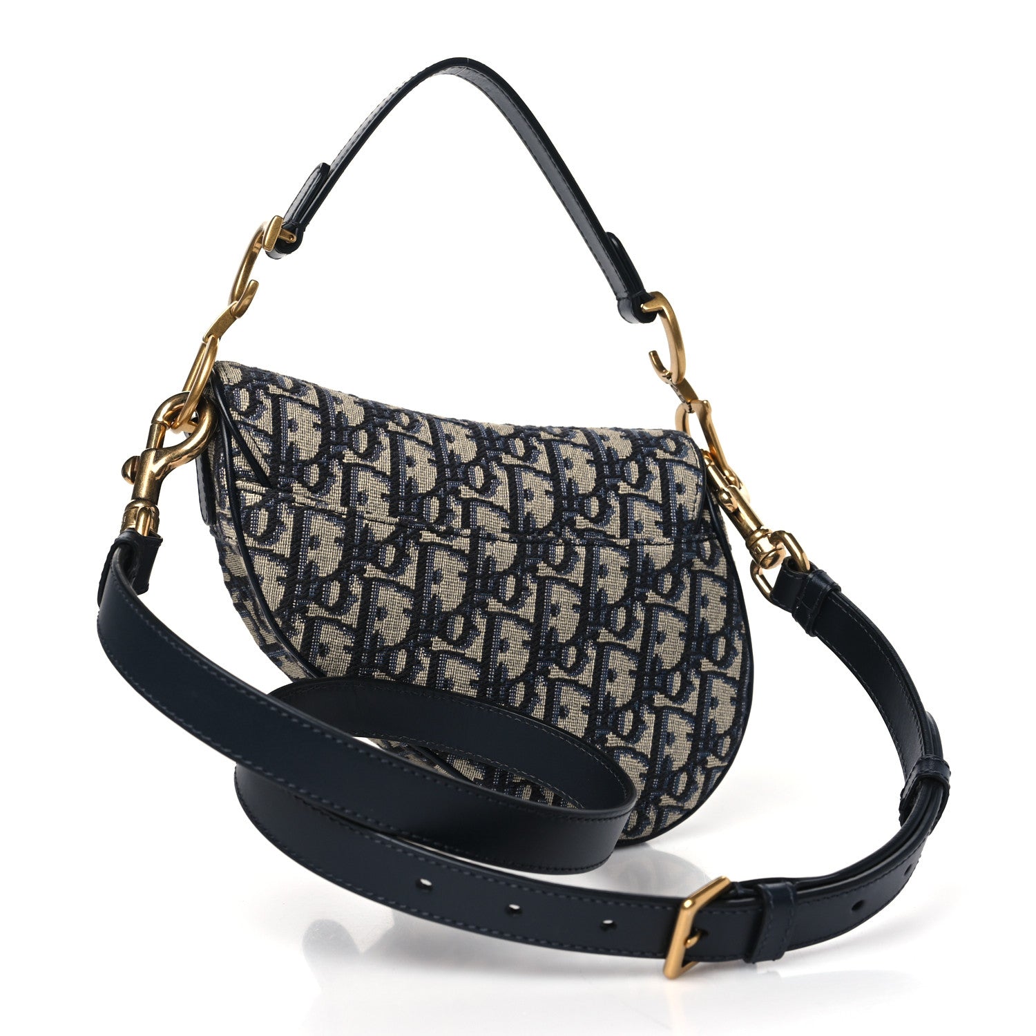 Christian Dior Oblique Mini Saddle Bag With Strap Blue 3 of 10