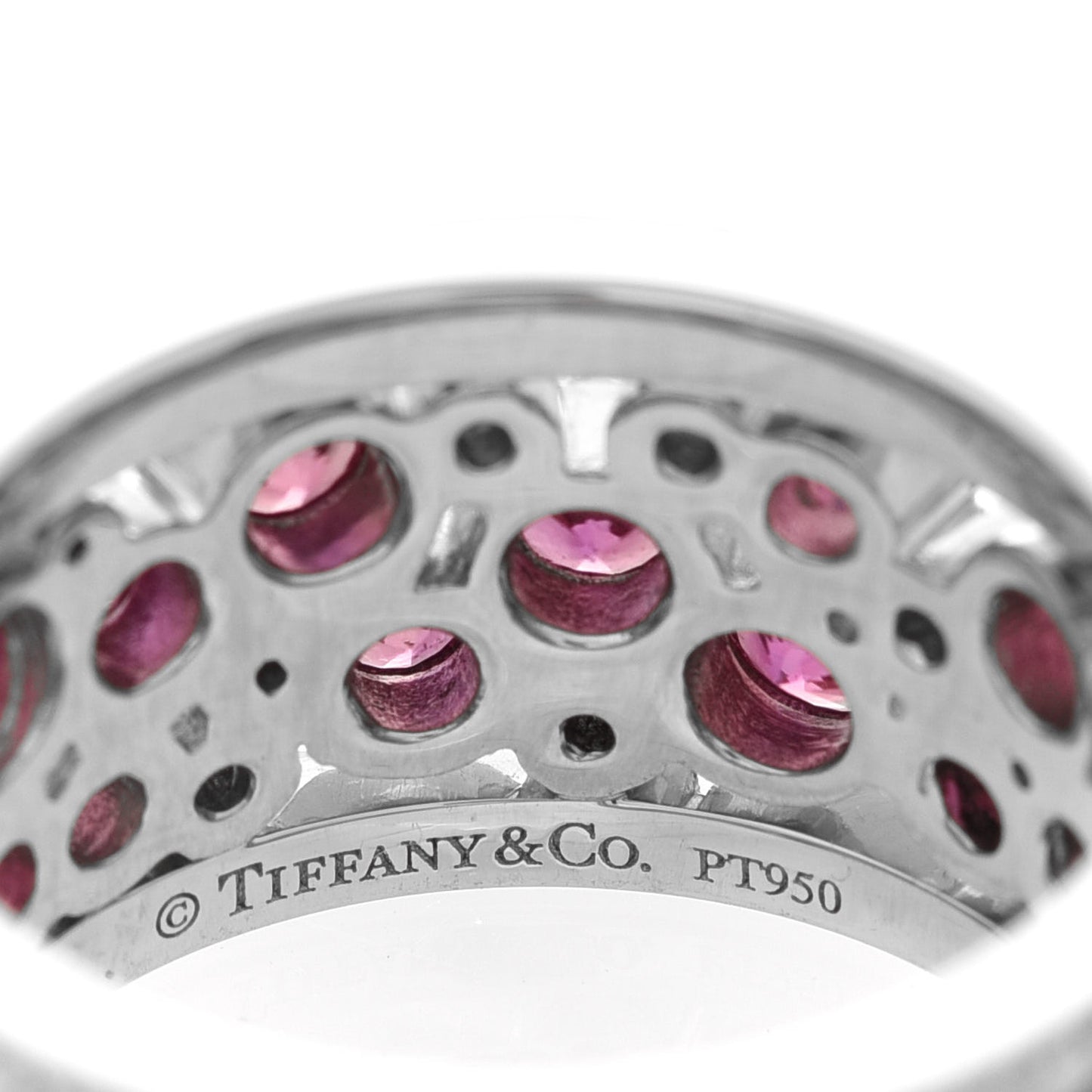Platinum Diamond Pink Sapphire Cobblestone Band Ring 48 4.5