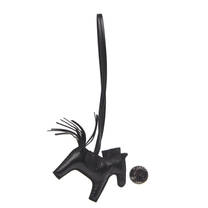 Hermes Milo Lambskin Grigri Rodeo Horse Bag Charm PM So Black 2 of 3