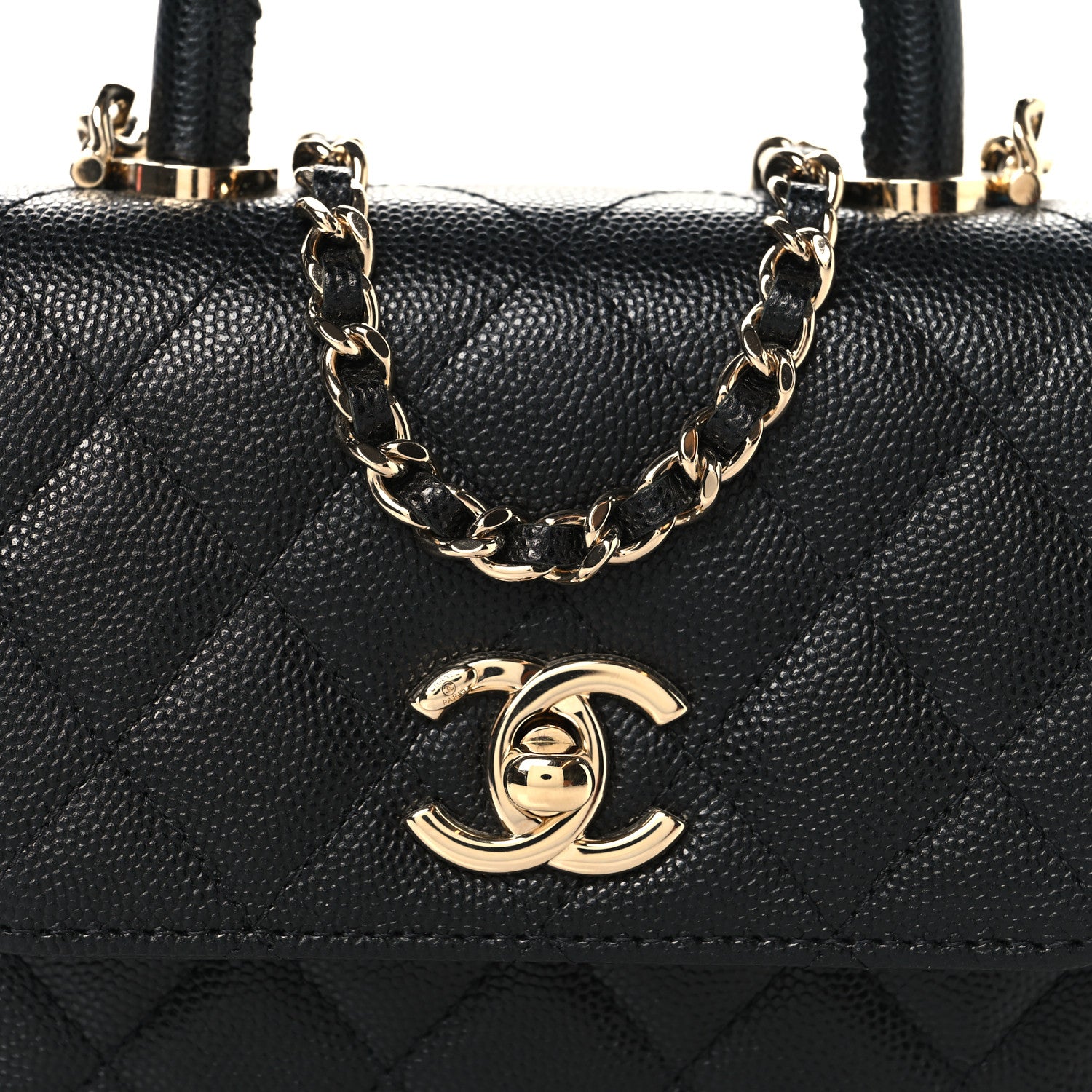 Chanel Caviar Quilted Coco Handle Clutch With Chain Black 8 of 11