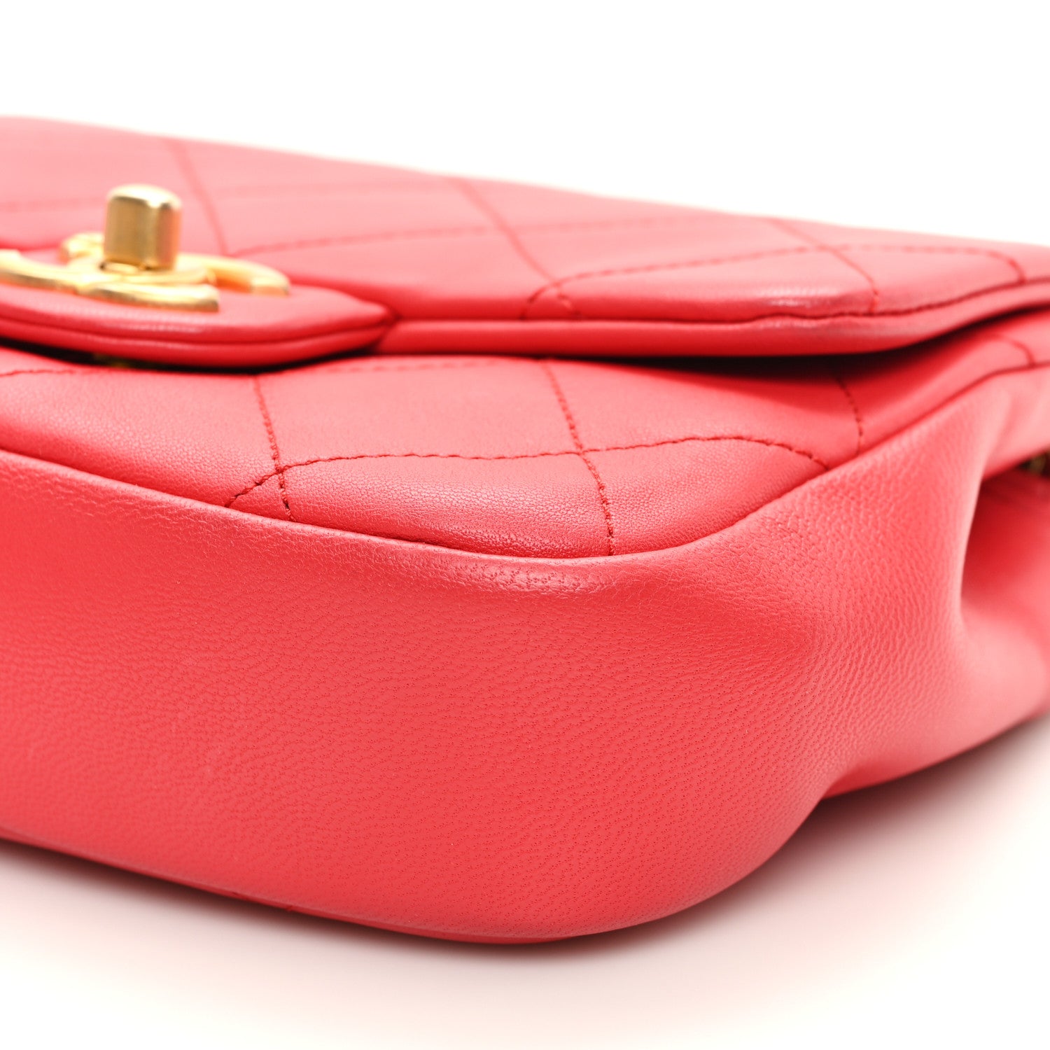 Chanel Lambskin Quilted Small Circular Handle Bag Brilliant Rouge 10 of 11