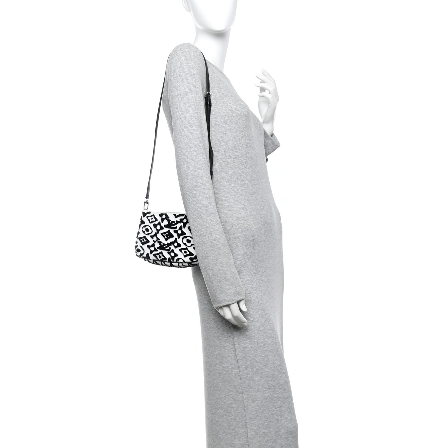 X UF Tufted Monogram Pochette Accessories White Black