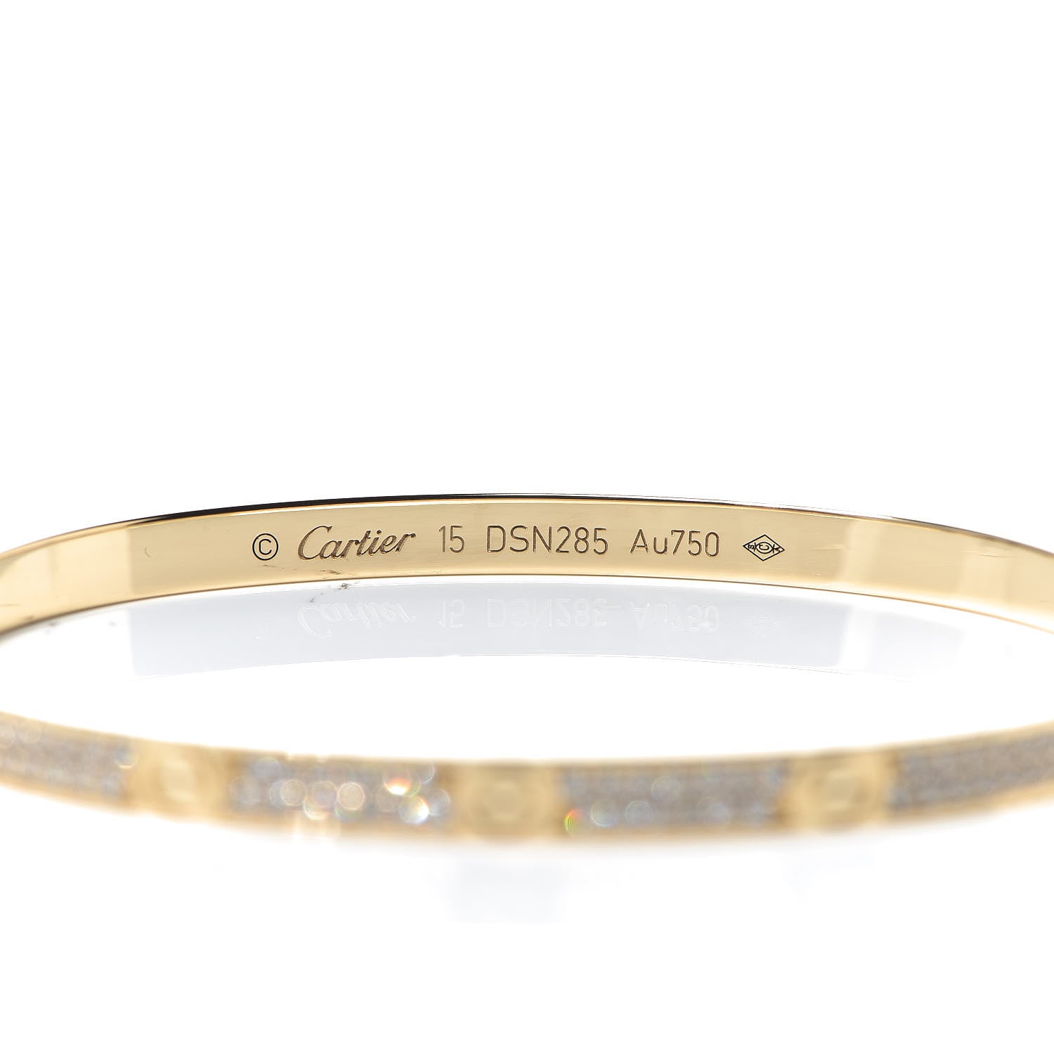 Cartier 18K Yellow Gold Diamond Small LOVE Paved Bracelet 15 4 of 6