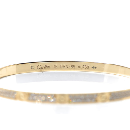 Cartier 18K Yellow Gold Diamond Small LOVE Paved Bracelet 15 4 of 6