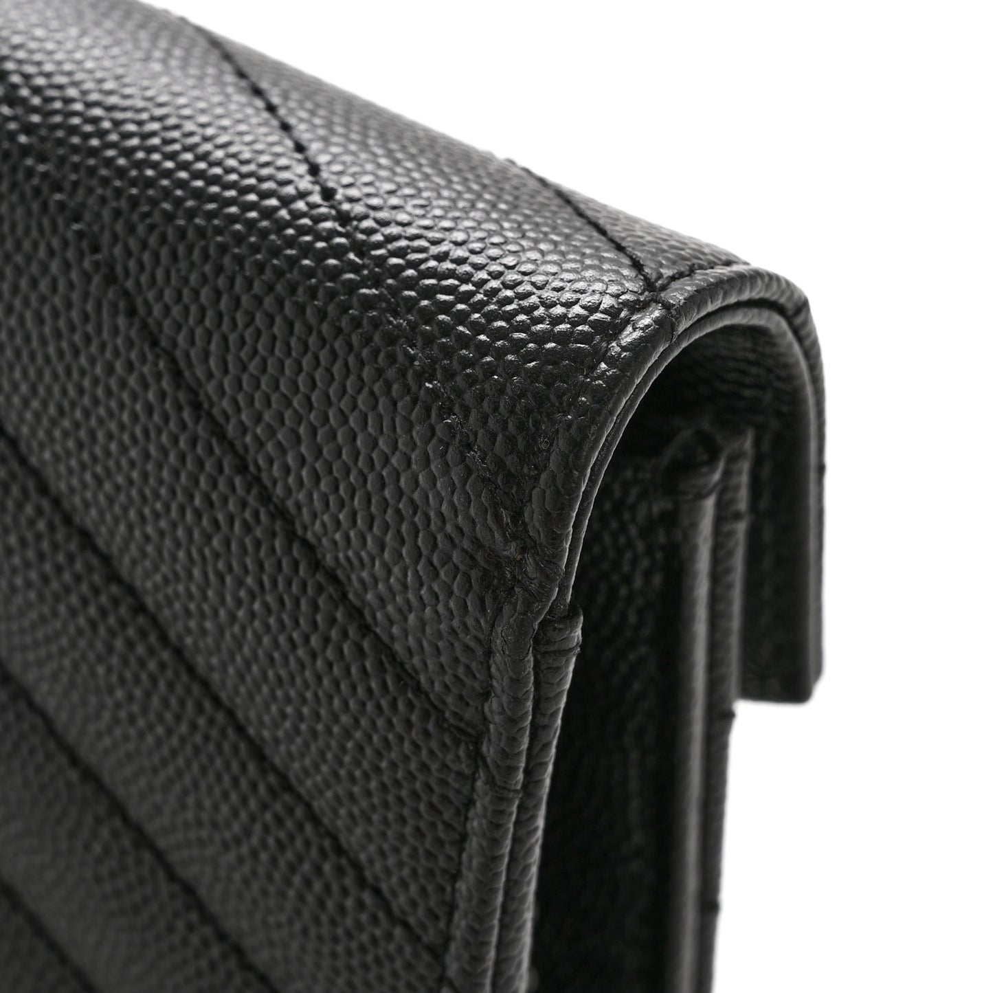 Grain De Poudre Matelasse Chevron Monogram Monochrome Envelope Chain Wallet Black