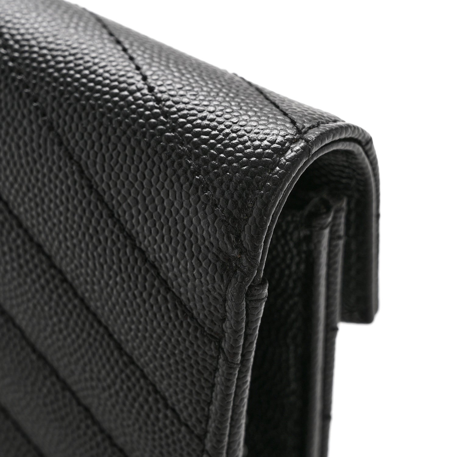 Saint Laurent Grain De Poudre Matelasse Chevron Monogram Monochrome Envelope Chain Wallet Black 13 of 13