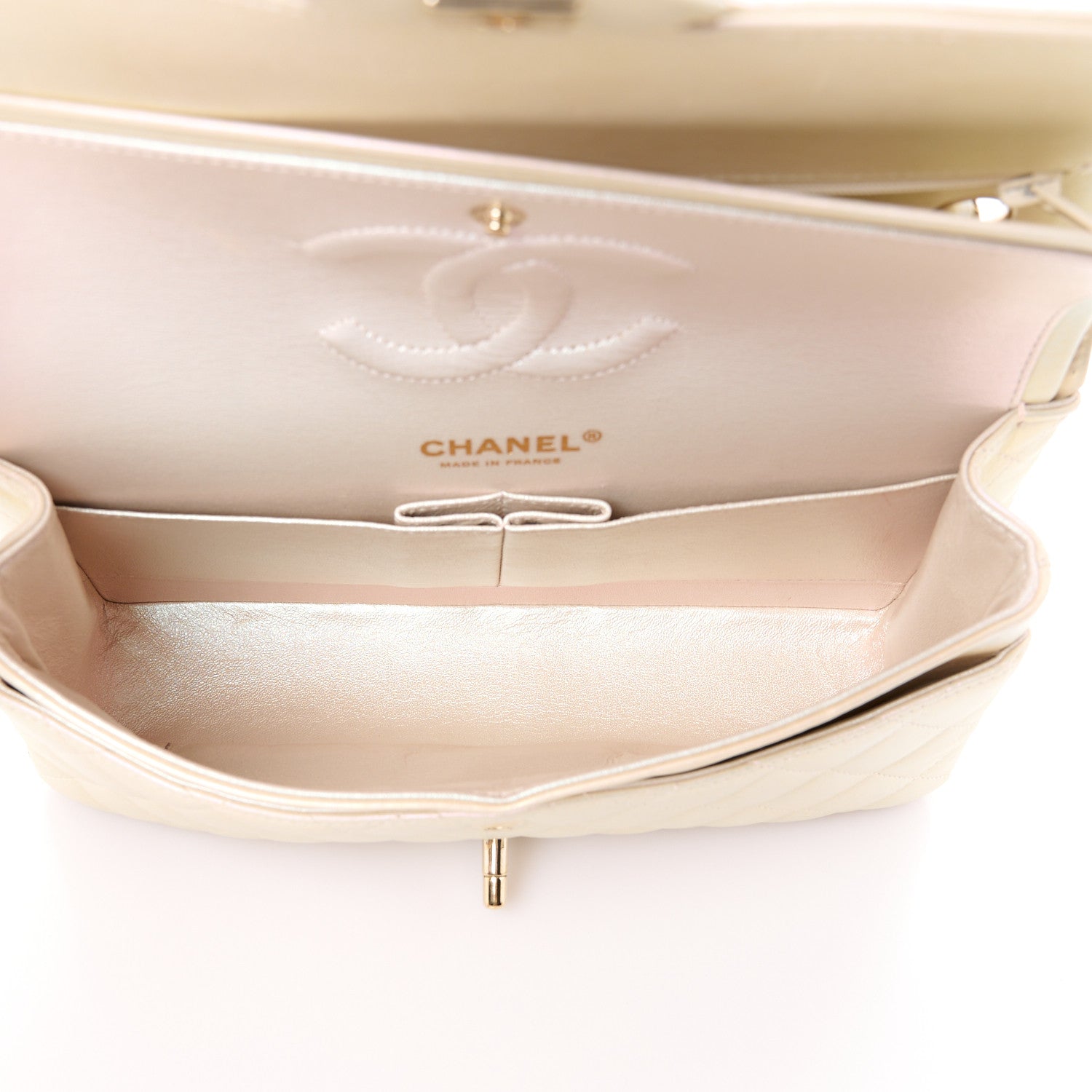Chanel Iridescent Lambskin Quilted Medium Double Flap Ivory 5 of 11