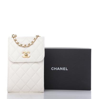 Chanel Lambskin Quilted Pearl Crush Phone Holder With Chain White 11 of 11