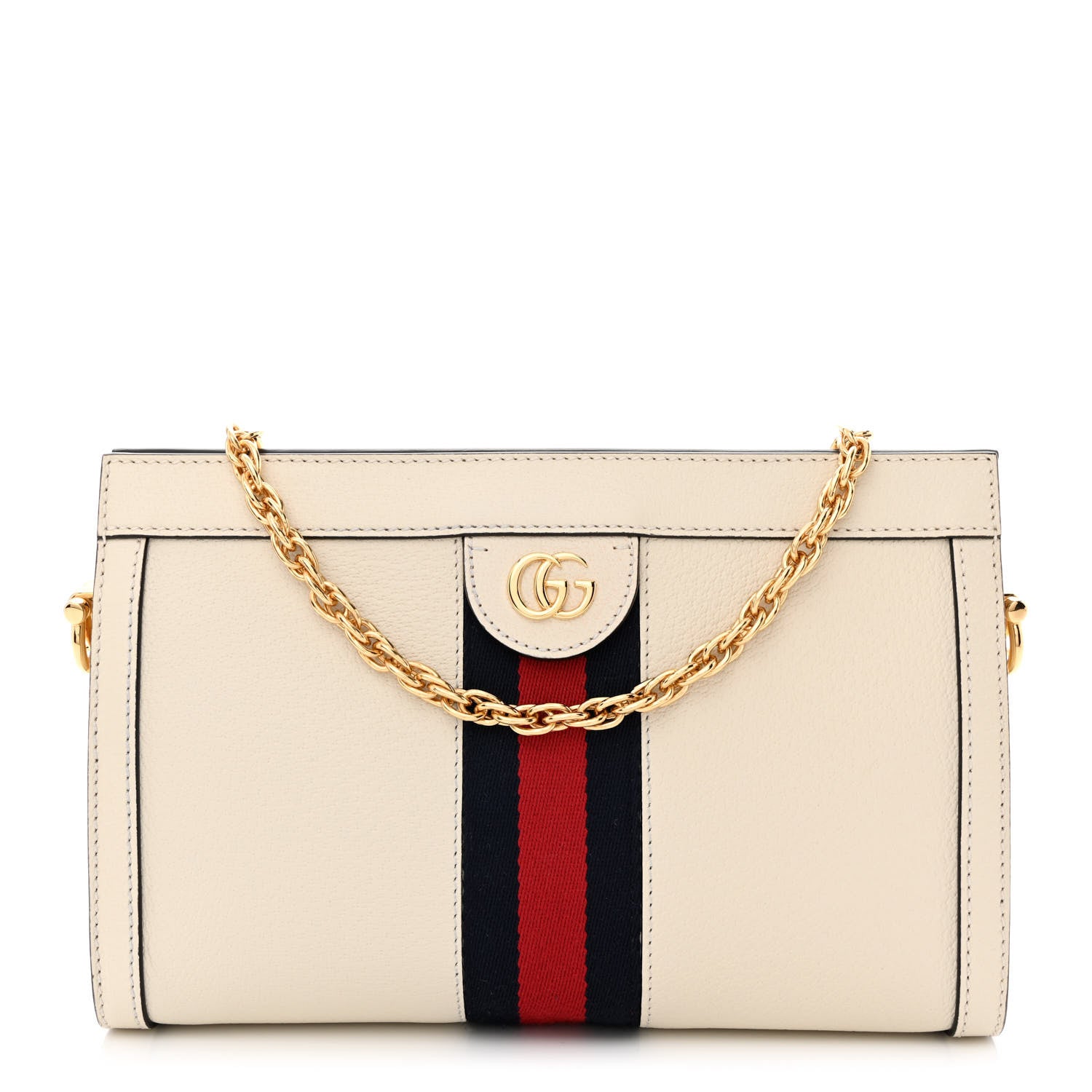 Gucci Textured Calfskin Web Small Ophidia Chain Shoulder Bag Mystic White 1 of 10
