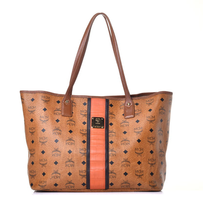 MCM Visetos Crocodile Embossed Medium Liz Shopper Tote Cognac 1 of 9