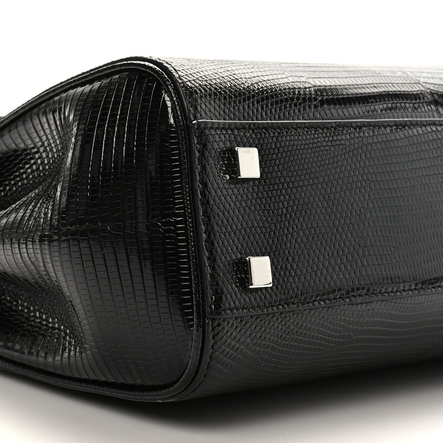 Saint Laurent Lizard Le Fermoir Top Handle Bag Small Black 8 of 9