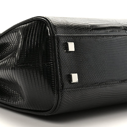 Saint Laurent Lizard Le Fermoir Top Handle Bag Small Black 8 of 9