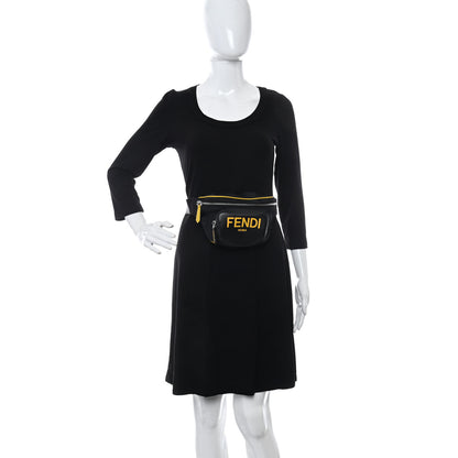 Fendi Recycled Nylon Vitello Grace Light Pequin Logo Pocket Belt Bag Black Sunflower 2 of 12