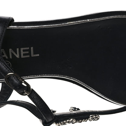 Chanel Lambskin CC Chain Thong Sandals 40 Black 8 of 8