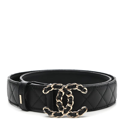 Chanel Lambskin Quilted CC Chain Belt 85 34 Black 1 of 9