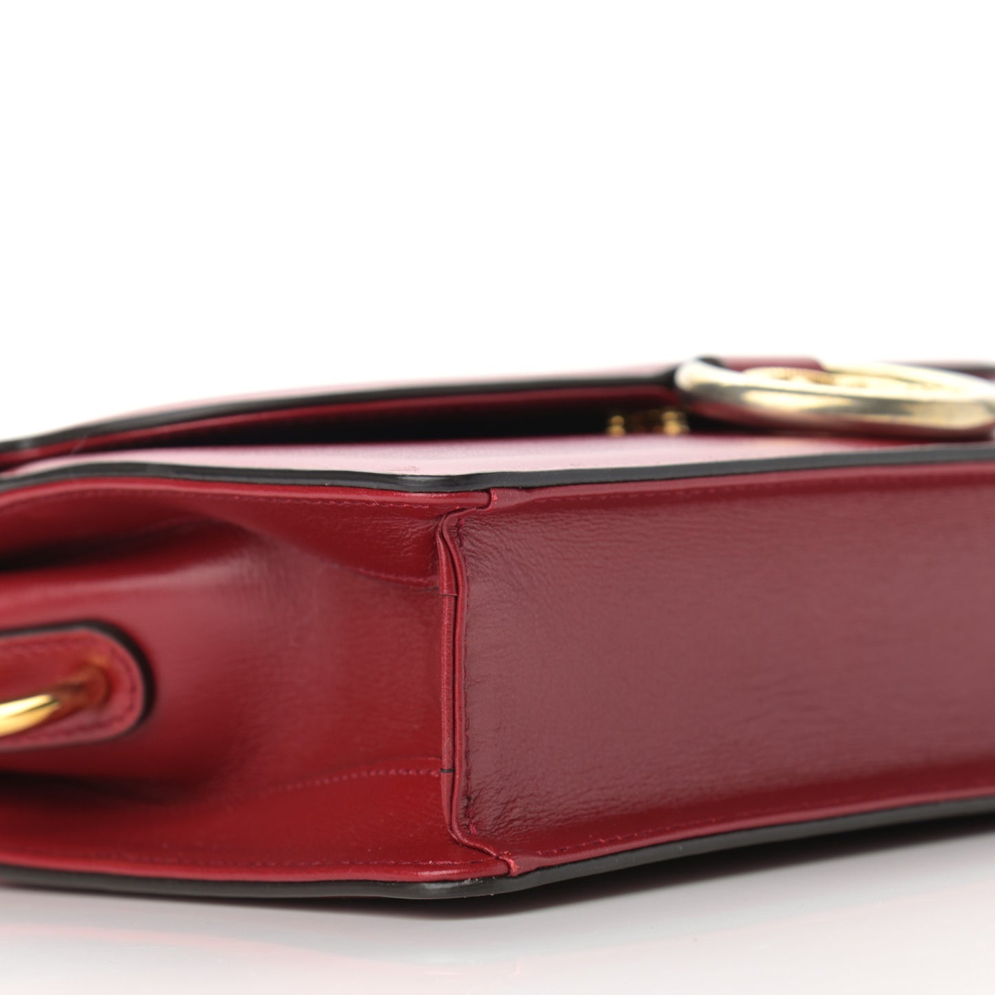 Textured Calfskin Small Torchon GG Ring Shoulder Bag New Cherry Red