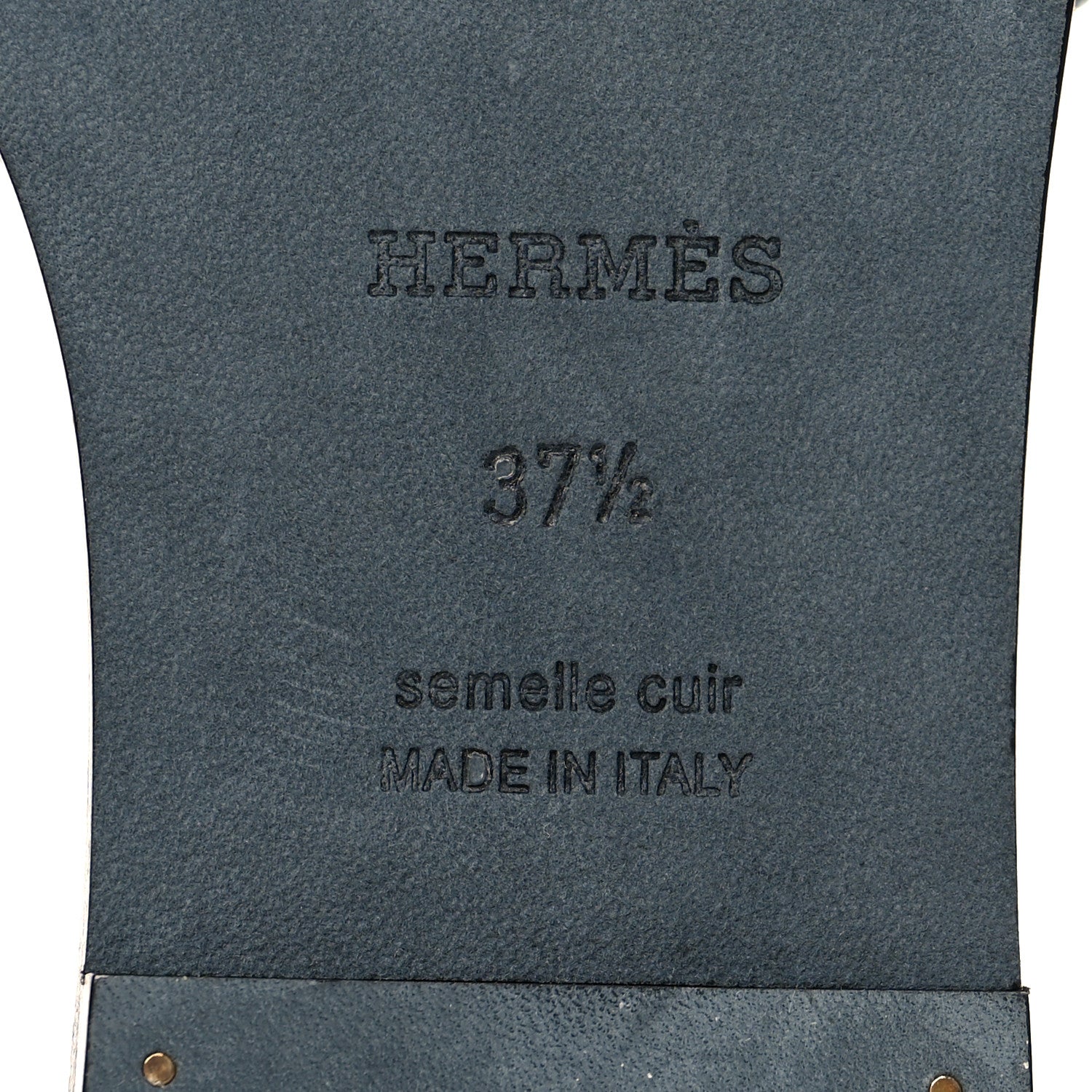 Hermes Calfskin Oran Sandals 37.5 Blue Velvet 8 of 8