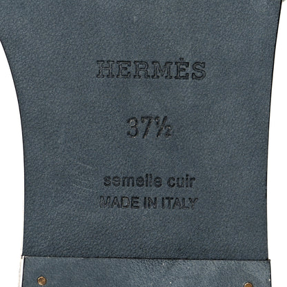 Hermes Calfskin Oran Sandals 37.5 Blue Velvet 8 of 8